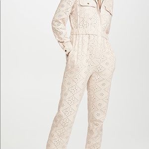 Free People Cream Eyelet Jumpsuit